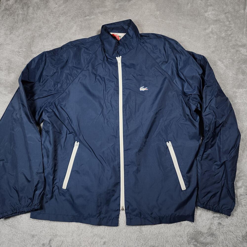 VINTAGE Alligator Lacoste Jacket Mens Large Navy Blue Windbreaker Nylon 80s